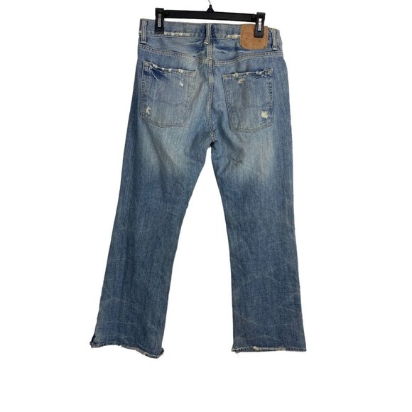 American Eagle Mens Jeans Size 31x30 Button Fly Destressed Holes Cut Hem - Picture 2 of 11
